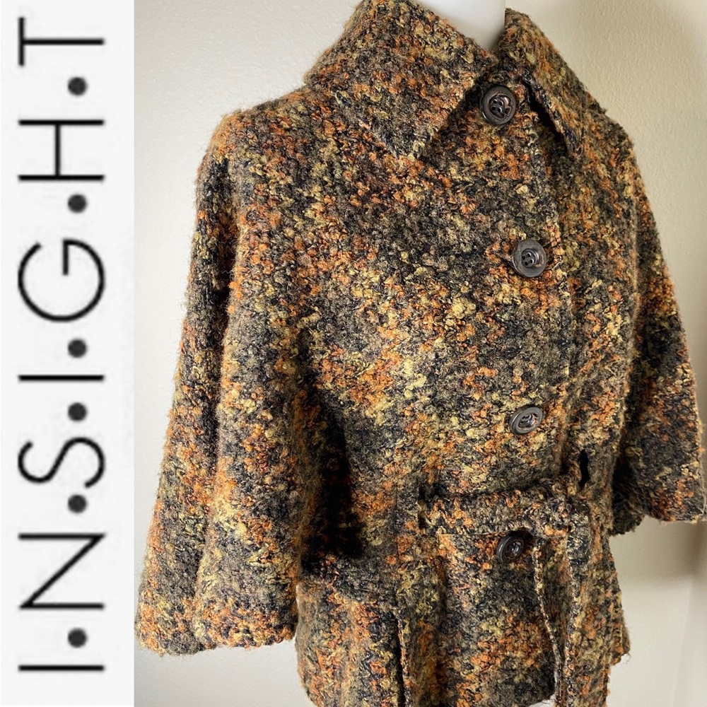 I-N-S-I-G-H-T Wool 3/4 Length Cape Sleeve Jacket Duster